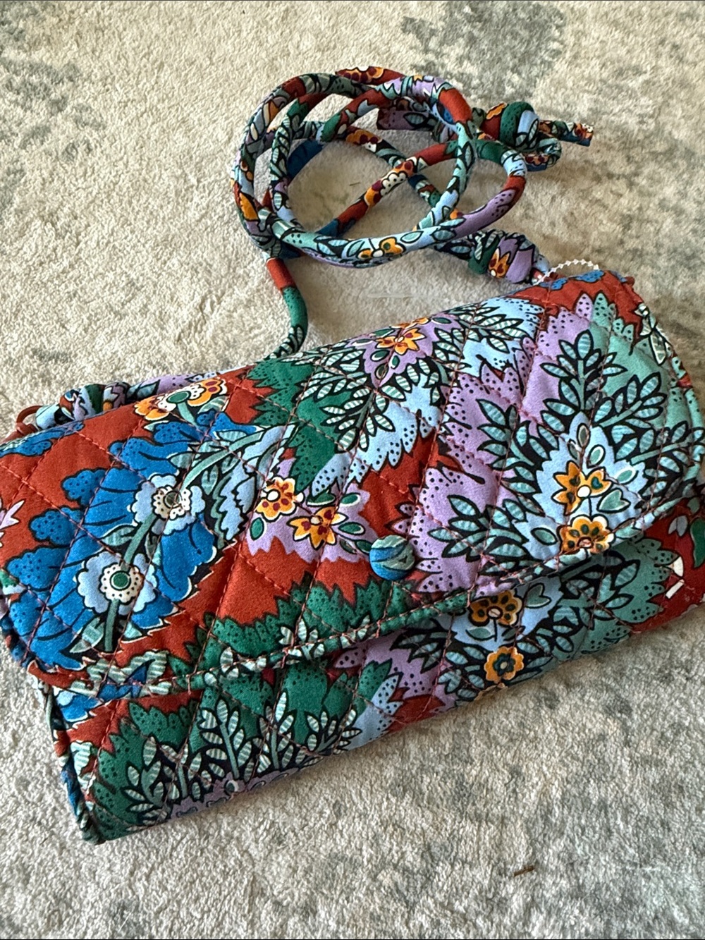 Vera Bradley Wildwood Wallet Crossbody Bag, Flowers and Feathers Pattern